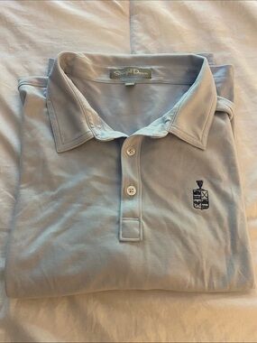 Straight Down Men’s Polo Shirt in Light Blue